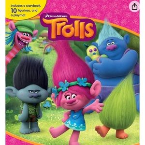Trolls Movie Busy Board book / toy with Trolls figures